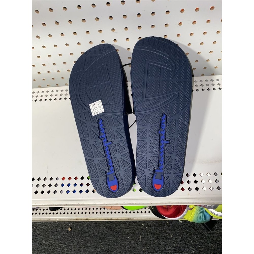 Champion IPO Mens Rubber Sport Sandals Slides Flip Flops Size 10 Navy Blue Logo - Picture 3 of 4